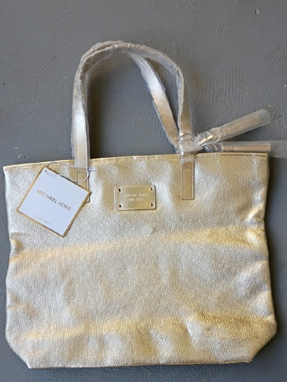 Michael Kors Metallic Gold Tote NWT With Callouts